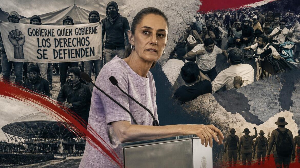 Protestas de normalistas y maestros interrumpen gira de Claudia Sheinbaum en Hidalgo y Oaxaca durante su segundo informe de gobierno
