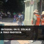 Limpieza integral en el Zócalo de Oaxaca tras protesta