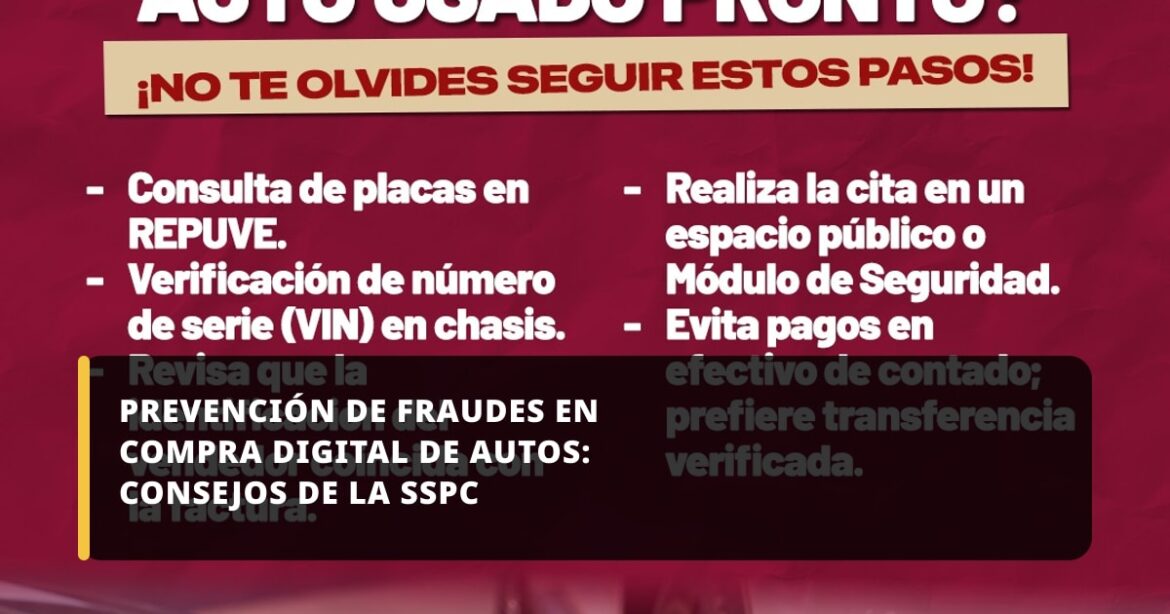 SSPC alerta sobre fraudes en compra de vehículos por plataformas digitales y ofrece recomendaciones para evitar engaños