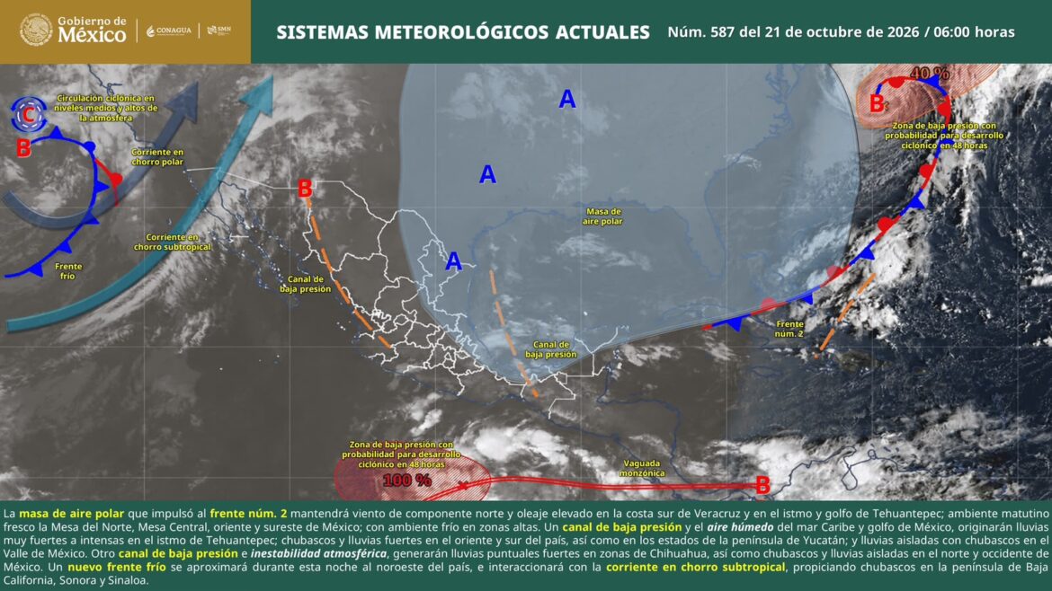 Prevén vientos fuertes en el Istmo por el frente frío número 2